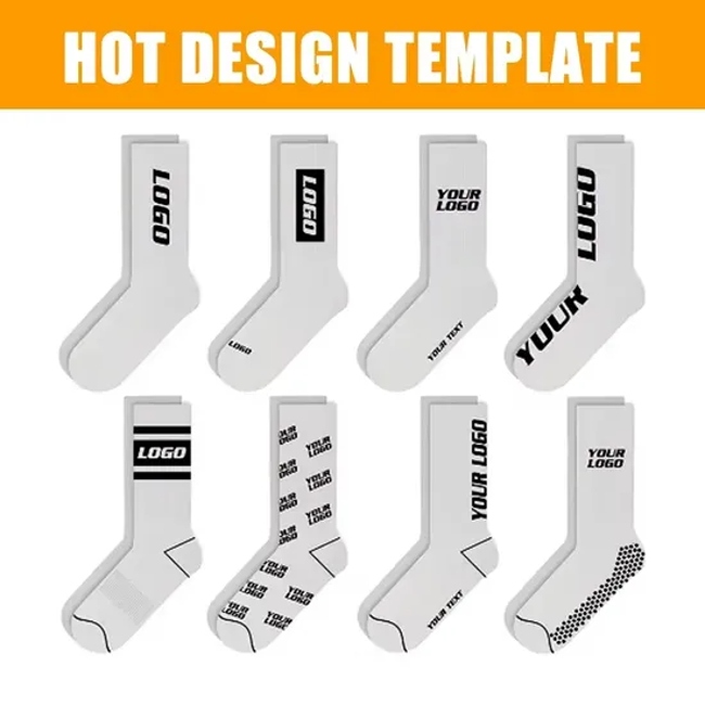 Anti Slip Cotton Solid Color Premium Knitted Custom Crew Sports Socks