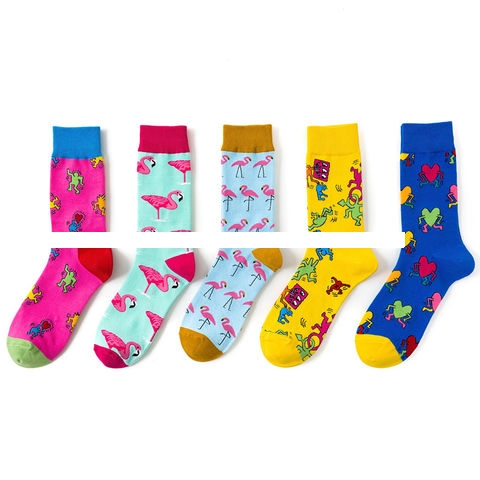 Wholesale Funny women girl fashion crew cotton design socks
