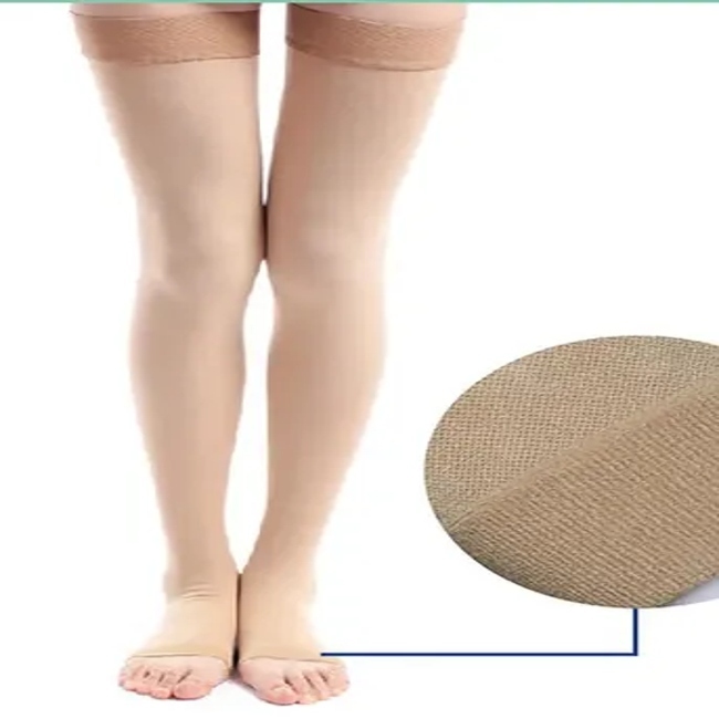 Graduated Elastic Thigh High Health Compression Dvt Stocking Black Socks