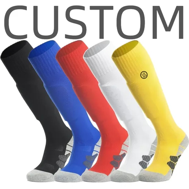Customized Design Logo Top Quality Unisex Sports Compression Knee High Soccer Socks
