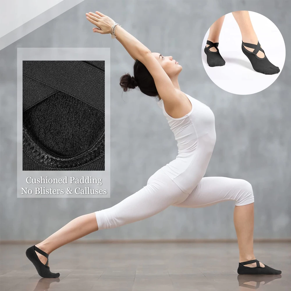customized solutions Sports Yoga Socks for Women Girls Non-Slip Grips & Straps, Ideal for Pilates, Pure Barre, Ballet, Dance, 