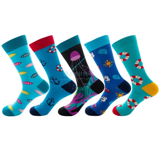 Classic Men Dress Socks OEM Men′s Casual Premium Cotton Socks Custom Logo Fashion Trendy Socks