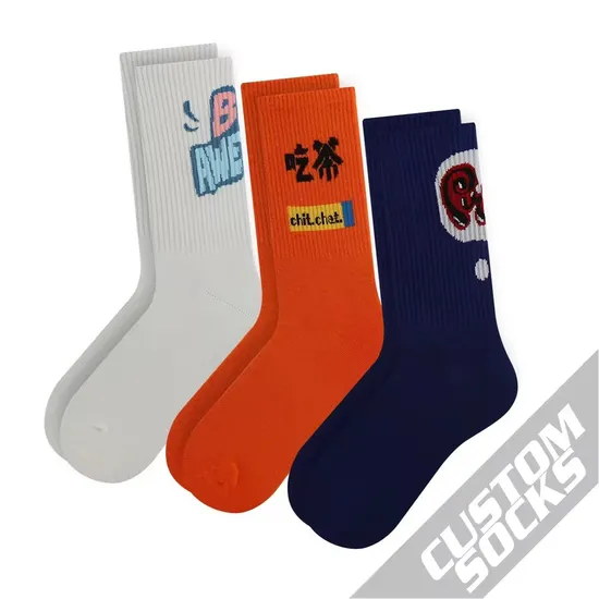 Free Design & Mock-up Made Own Pattern Cotton Men Sock Custom Labels Sock Custom Logo Private Label Socks