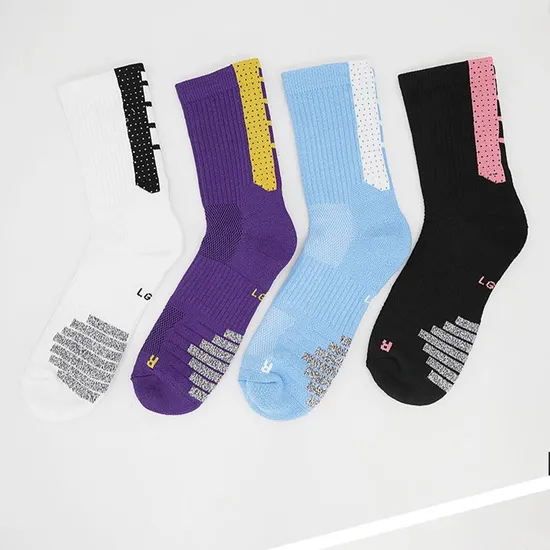 Custom Mens Brand Compression Breathable Basketball Elite Men Athletic Blank White Crew Sport Socks Calceta Basketball