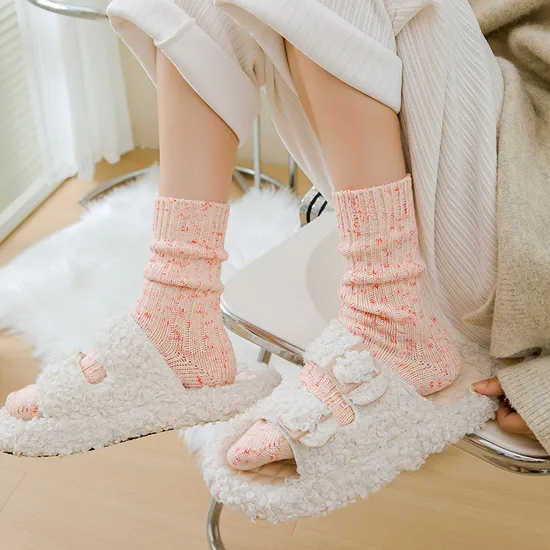 Custom Cross-Border Exclusive Ins Tide Solid Color Thick Line Socks