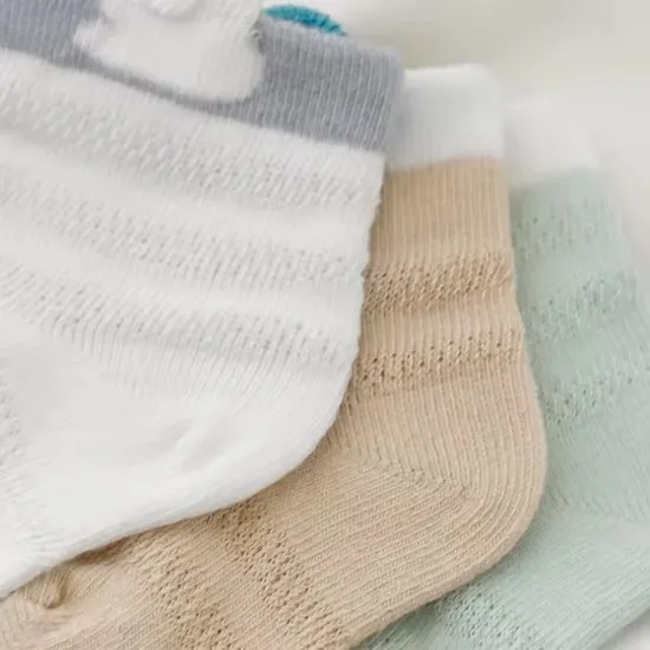 OEM MOQ Newborn Baby Socks Mesh Breathable Bamboo Cozy Short Pure Color