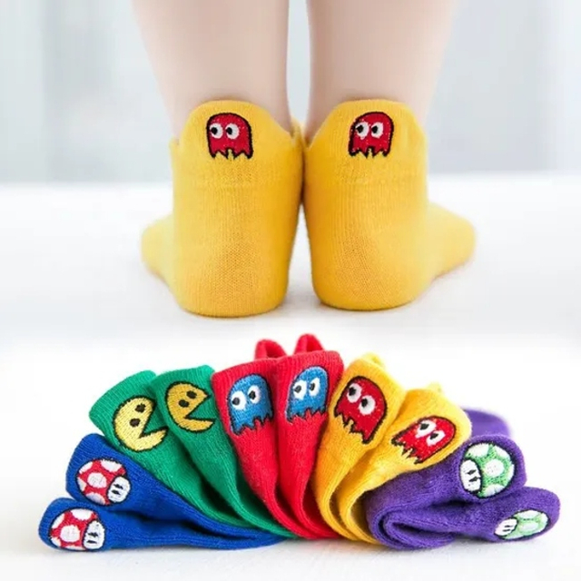 Kids Thin Cotton Baby Animal Pattered Face Ankle Embroidery Socks