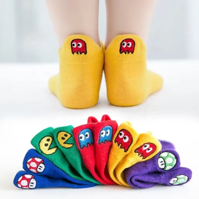 Kids Thin Cotton Baby Animal Pattered Face Ankle Embroidery Socks