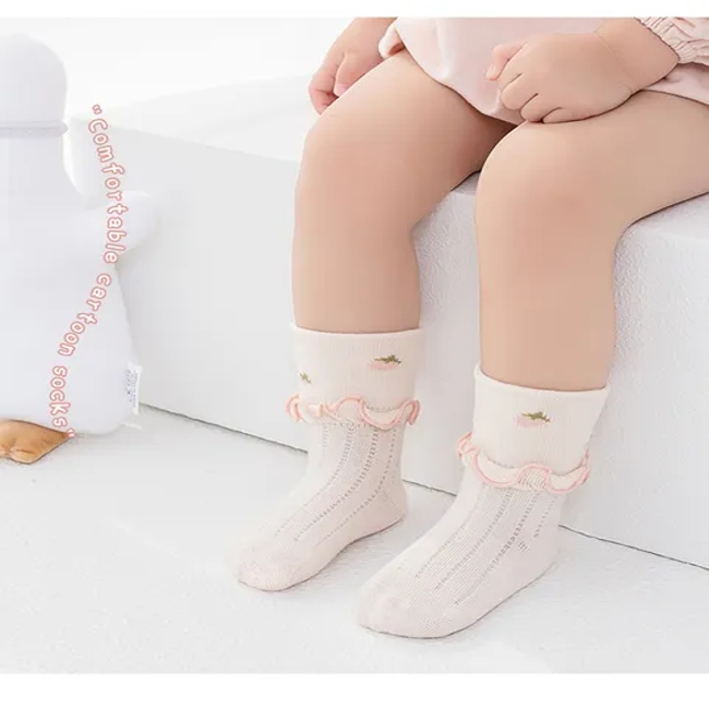 Organic Cute Socks Knee High Slouch Ruffle for Toddler Newborn Little Baby Socks