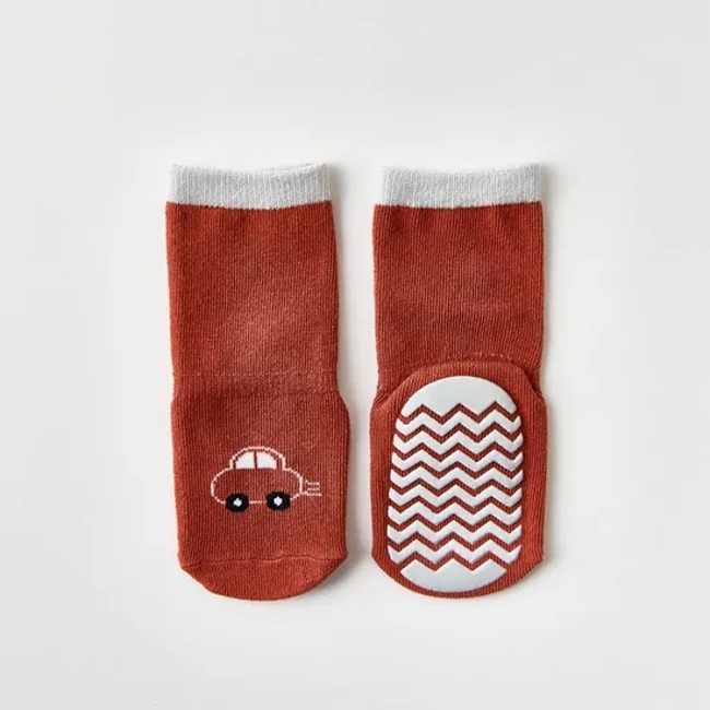 Winter Funny Christmas Cartoon Custom Logo Sports Organic Rubber Grip Baby Toddlers Socks