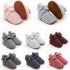Newborn Whole Cotton Fabric Striped Print Infant Indoor Boy Girl Shoes Booties Crib Floor Baby Socks