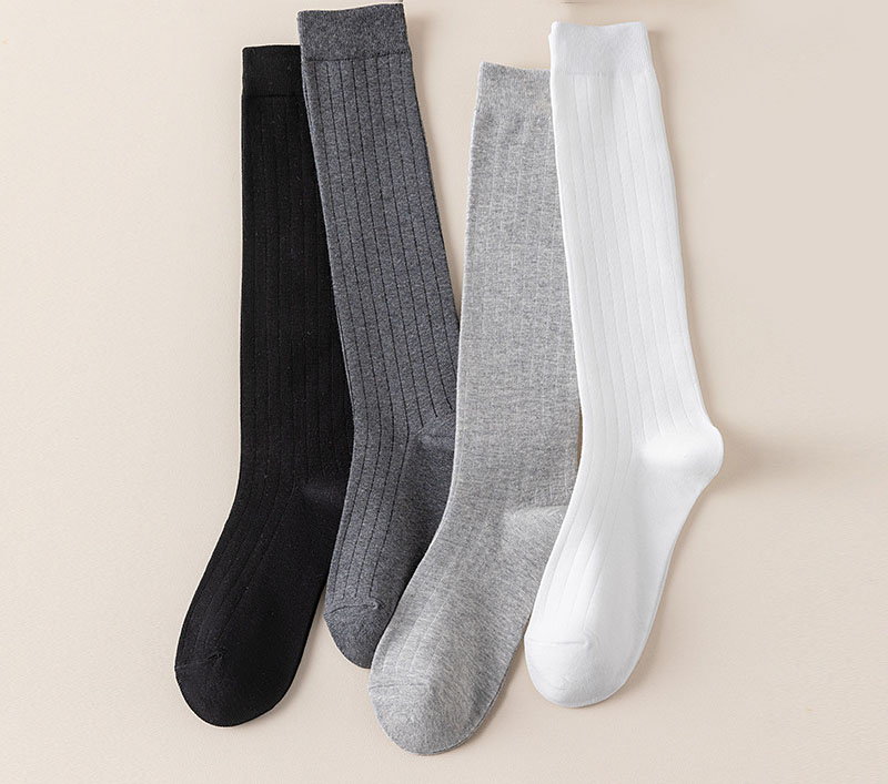  Simple Fashion Men's Knee Socks Solid Striped Knitting Cotton Long Socks Men Stockings Sports Basketball Thigh High 