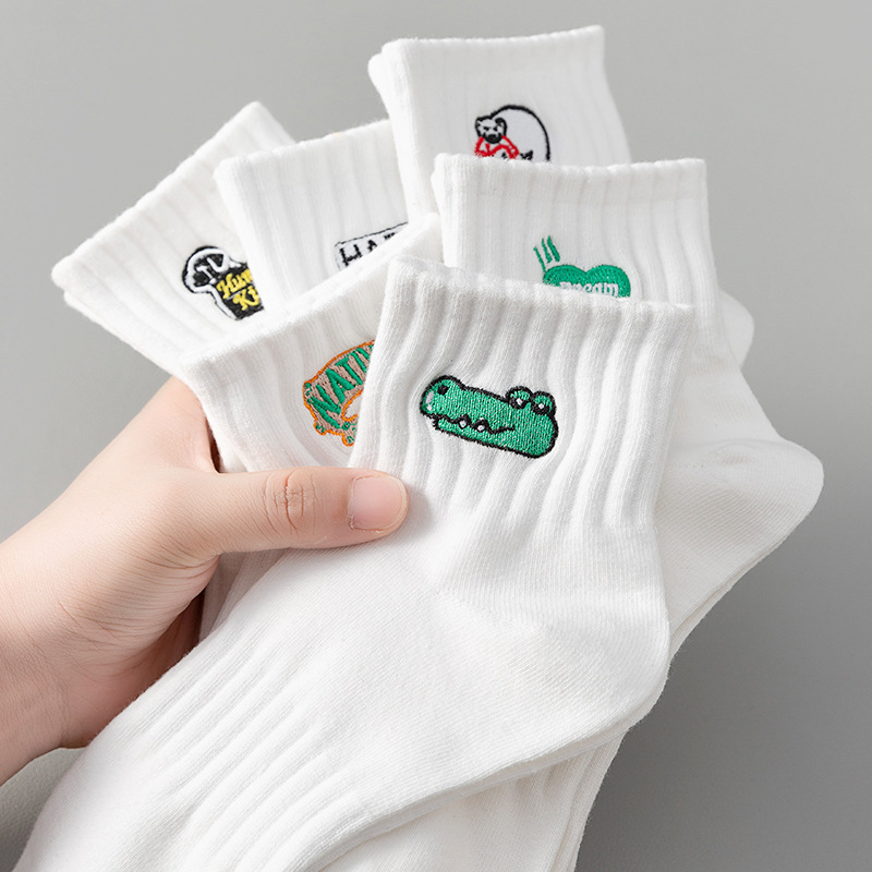 customized packaging Socks women Embroidered Ankle Socks Cartoon Cotton Sports Sock Crew Socks Korean Fashion 