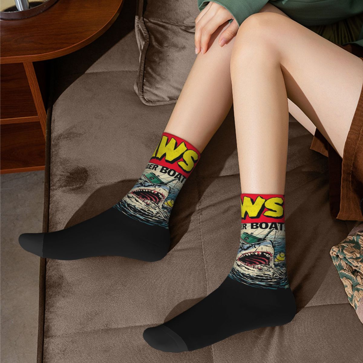  Autumn Winter Fashion Unisex Jaws Edition Comic Book Cover Socks Non slip Basketball 