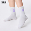 Wholesale Requirement Semir Socks women AAA Antibacterial Breathable Casual Fashion Jacquard Elastic Mid calf Socks 