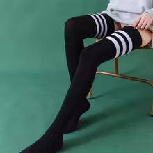 Good Value Cosplay Striped Knee high Sports Socks Uniform Velvet Over the knee Stockings women s Slimming Thigh Silk Sunscreen 