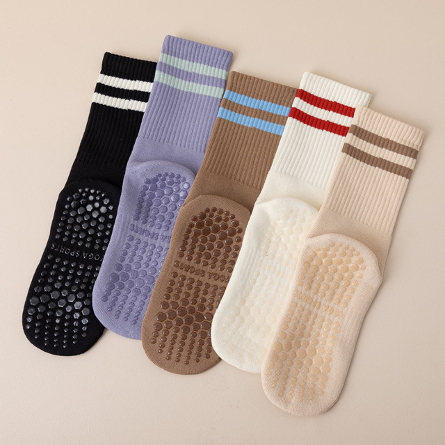 freshly launched Cotton Thickened Terry Yoga Socks Silicone Non slip Mid calf Pilates Socks Floor Socks women Indoor Dance 