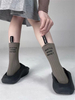 latest model For women Solid Color Fashion style Heel label English Letters Cotton Casual Middle Tube Couple Socks Street Sport 