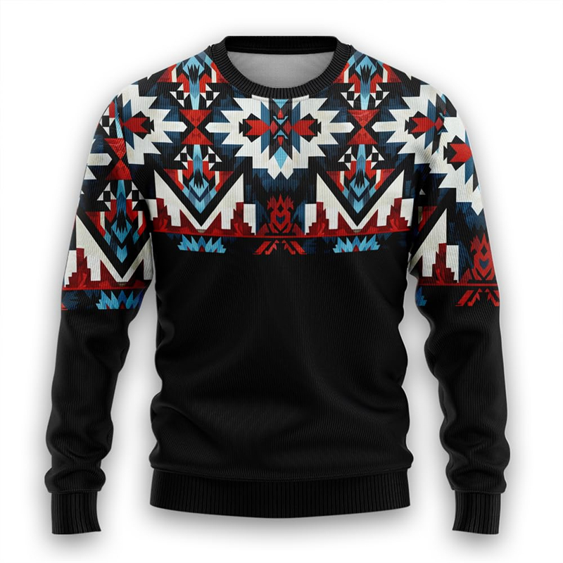 large-scale procurement Vintage Tribal D Print Ugly Christmas Sweater For women Aztec Funny Sweater Xmas Holiday Crew Neck 