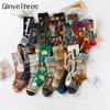 distributor Solid Color Medium Tube Socks for women s Fresh Smiling Face Pattern Simple Style Comfortable Breathable Girl 