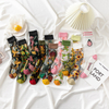 personalized tags France Hipster Design Glass Silk Floral Bird Funny Socks women Transparent Streetwear Art Sokken Jacquard 