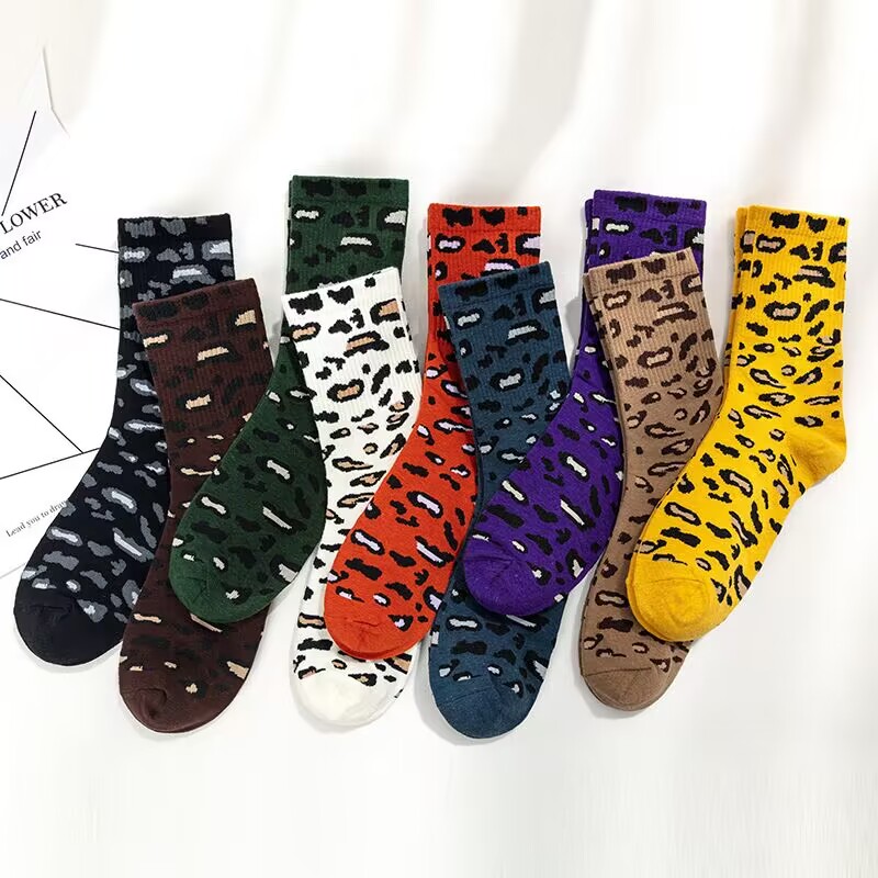 light customization women Socks Korean Style Sexy Leopard Print Cotton Socks Harajuku Vintage Streetwear Casual Female Cute 