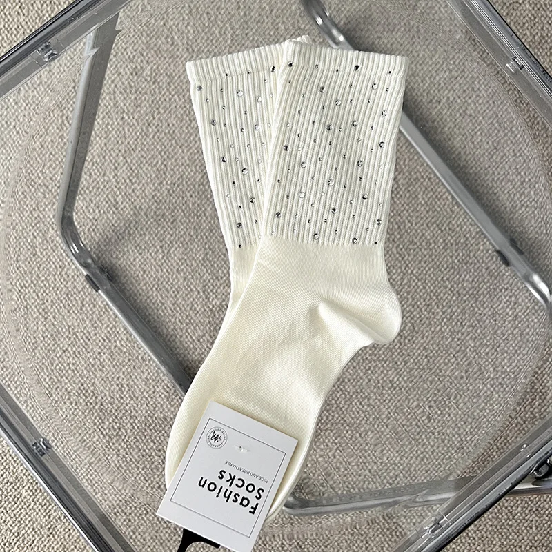 private consumption womens Socks Embellished Little Rhinestone Cluster Crew 