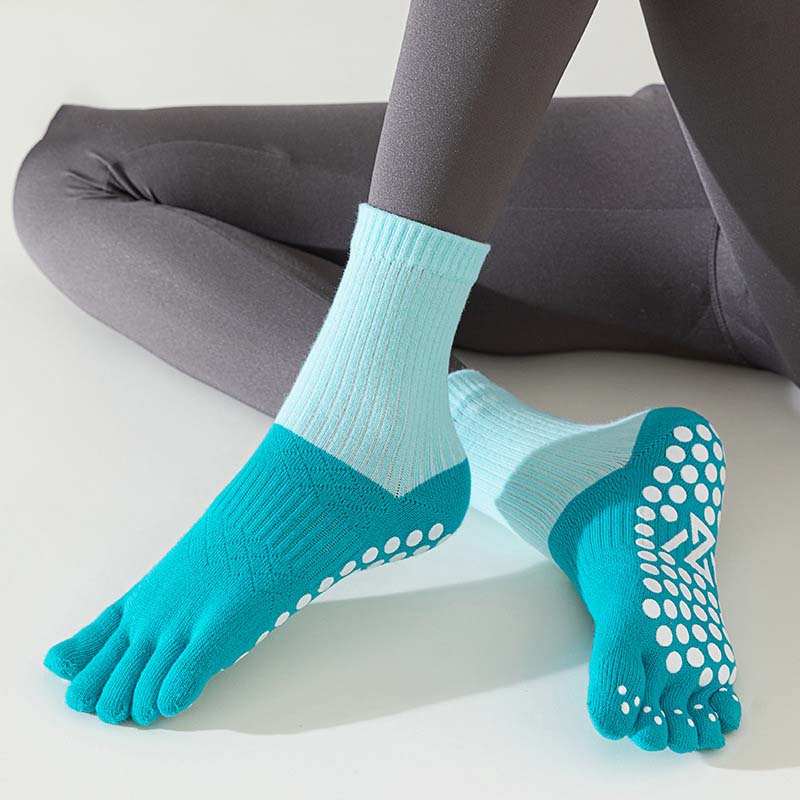 premium quality women Pilates Five Toe Socks Cotton Silicone Non slip Crew Yoga Socks Elasticity Sports Fitness Ballet Dance 