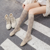 Customize by Sample Female Fashion Calf Socks Anchored Style Middle Tube Stockings Velvet Knee High Stirrup Socks Short 