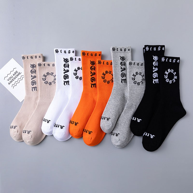 Promotion Sports Ankle Socks With Five Pointed Star Pattern Black White women Personality Simple Breathable Crew Socks Street 