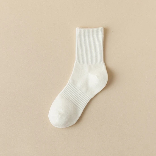 Free Size Solid Color Casual Business Cotton Men Women Crew Socks