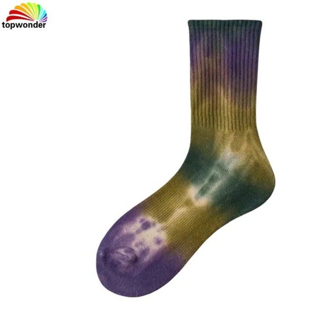 Customize and Wholesale Tie-Dyed Color Crew Fashion Stripe Sock in Many Colors at Low Prices