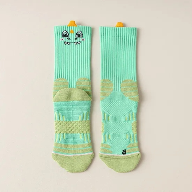 Custom Design Men′s Women′s Animal Mesh Breathable Non-Slip Mesh Sweat Absorption Non-Slip Towel Bottom Sports Socks