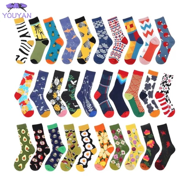 5 Pairs Lot Men Fashion Print Harajuku Cotton Sports Running Crew Socks Women Cool Funny Hiphop Casual Pastel Pack Long Tube Set