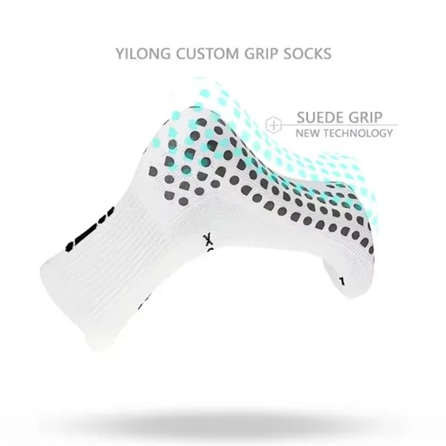Quality Crew Men Designer Soccer Sport Anti Slip Custom Football Grip Socks