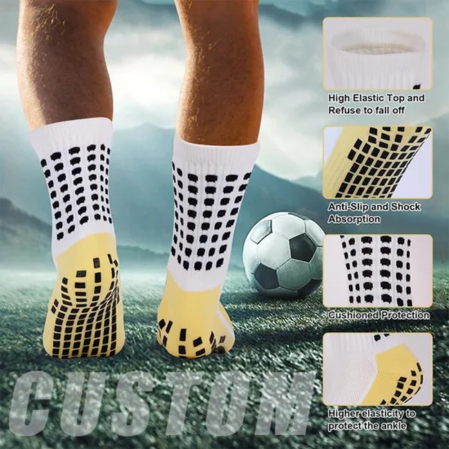 Custom Classic Men Sport Grip Socks Thin Knitted Technique Crew Football Socks