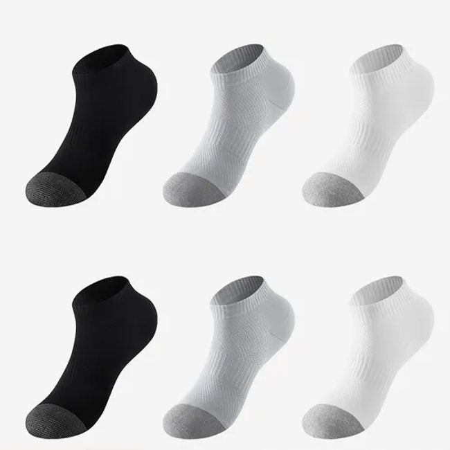 Custom Logo Quarter Length Sports Socks for Men Athletic Knitted Crew Socks Cushioned Running-Arch Support Sock