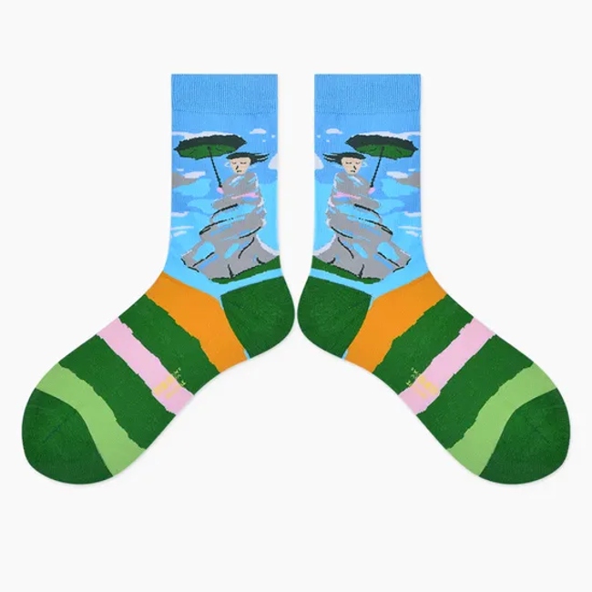 Fashion Low Price Unisex Men Women Polyester Cotton Wholesale Jacquard Crew Socks