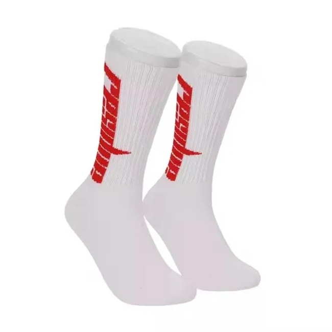 Custom Logo Embroidered Knitted Crew Socks, Stylish Pure Cotton Men′s Socks for Daily Wear