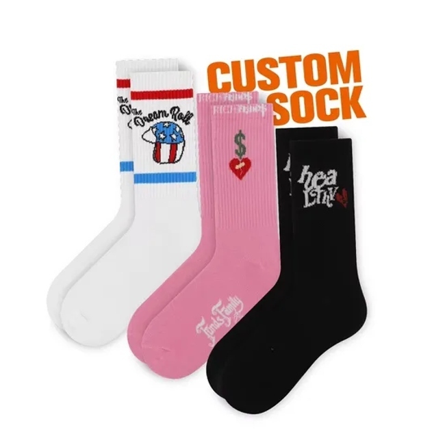 Fashion Custom Cartoon Logo Casual Sock Women and Men Cotton Sports Socks Adult Crew Socks