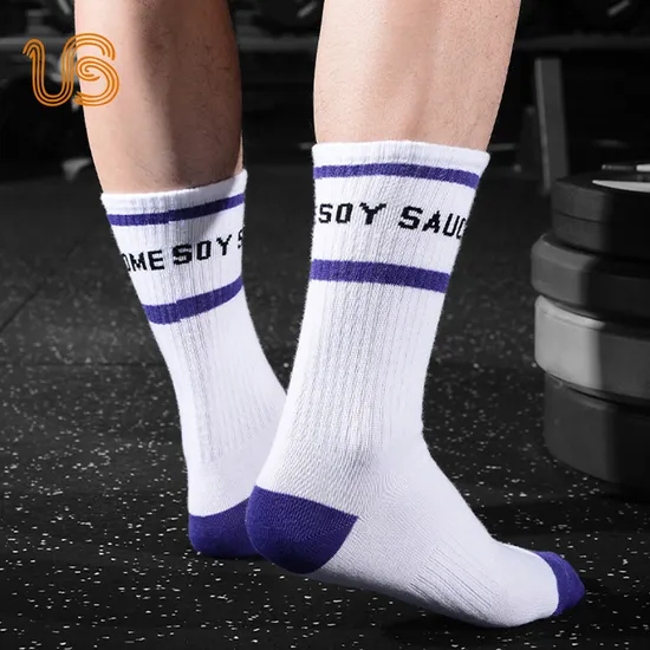 100 Cotton Men Breathable Sport Crew Sock Custom Crew Organic Sox