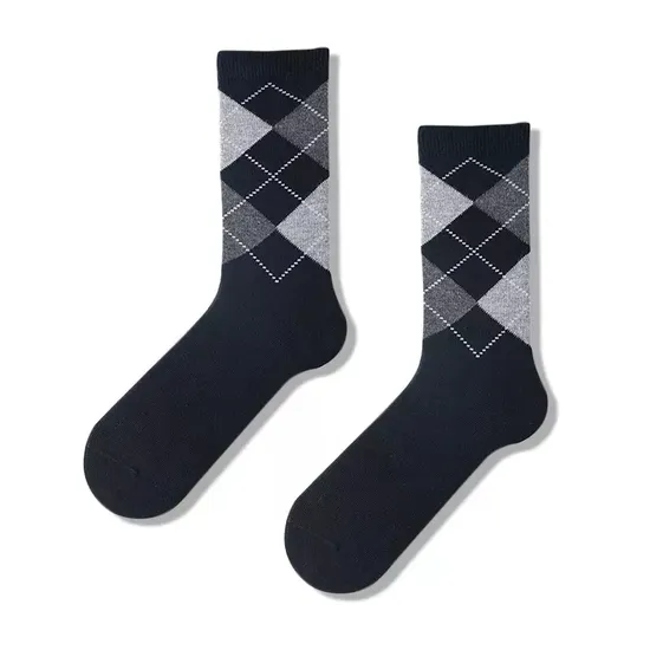 Classic Argyle Patterned Socks Formal Business Dress Crew Socks for Men