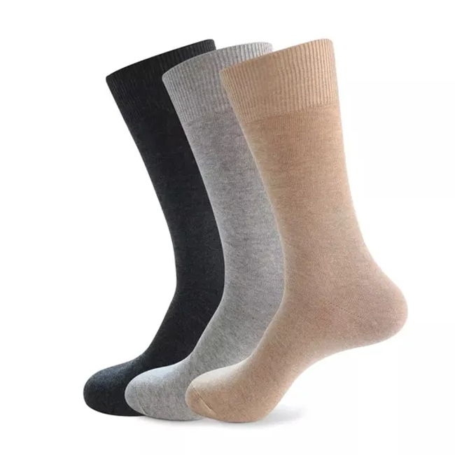 Solid Color Business Socks Formal Business Office Work Dress Crew Socks for Men