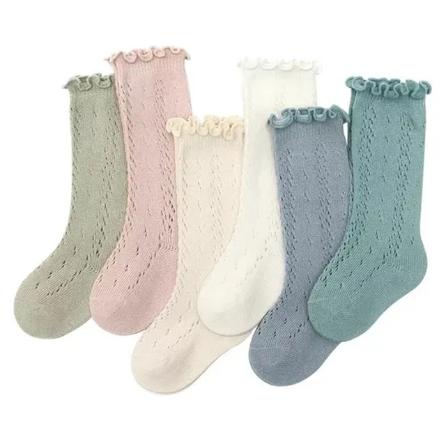Fashion Colorful Breathable Children Mushroom Edge Stockings Kids Cotton Sock Baby Crew Socks for Girls