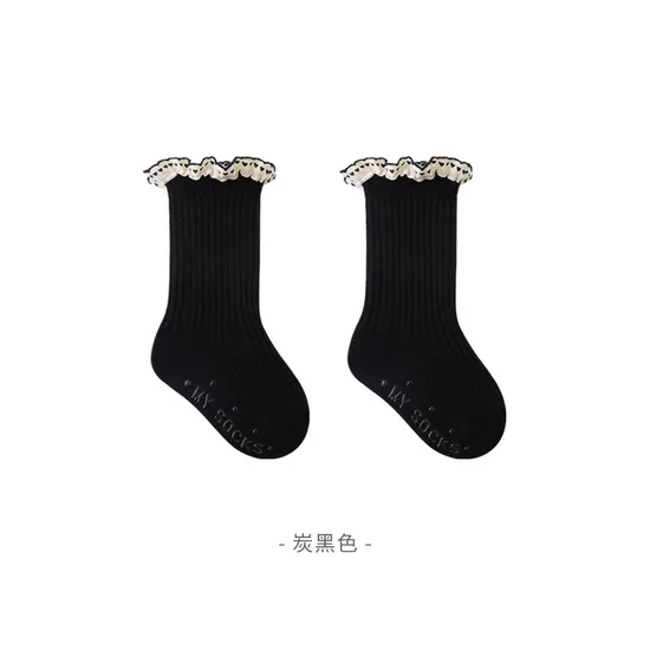 Girls MID Calf Socks Autumn New Children Lace Princess Socks Vintage Mori System Girls Baby Calf Socks Spring and Autumn