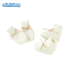 Mimixiong Baby Shoes Glovers Sets Ribbon Knot Knitted Casual Month New Born Baby Mittens Baby Shoes Sock