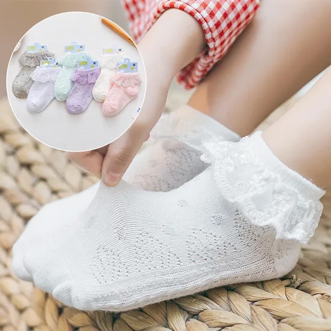 Baby Lace Socks Newborns Baby Sweat Releasing Classic Cotton Lace Crew Socks