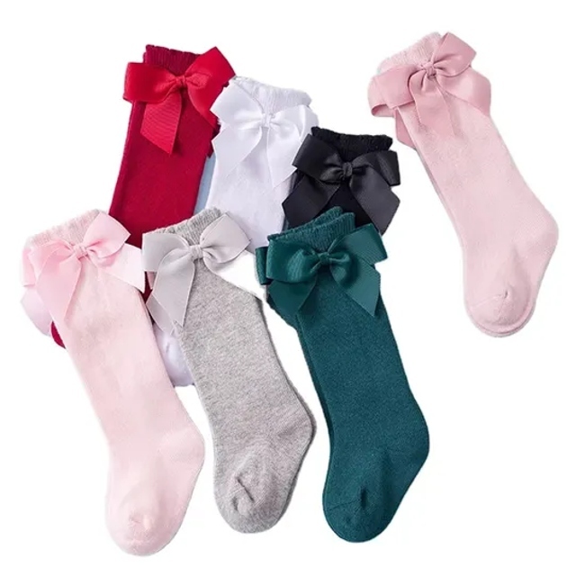  Color Spring Winter Bow Knee High Socks Baby Girls Socks