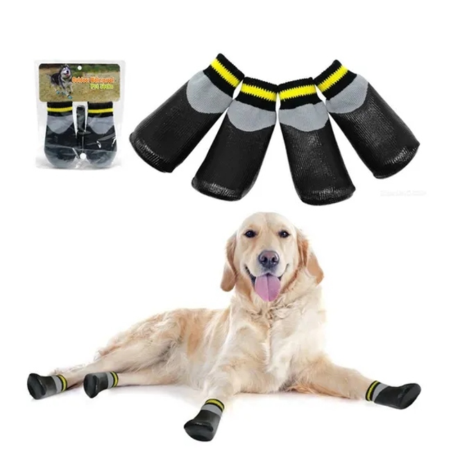 Custom Waterproof Silicone Sole Soft Warm Looped Fabric Dog Shoes Socks