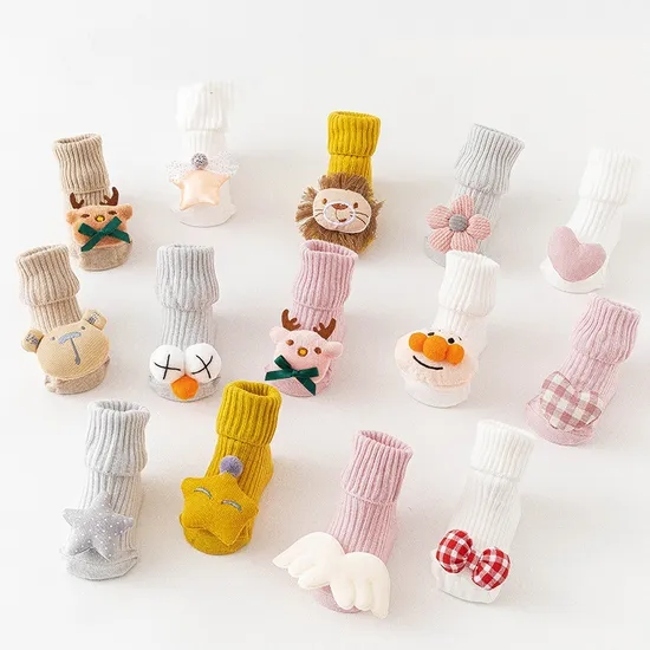 Newborn Baby Socks Autumn and Winter Baby MID Tube Cartoon Doll Socks Children′s Dispensing Floor Socks